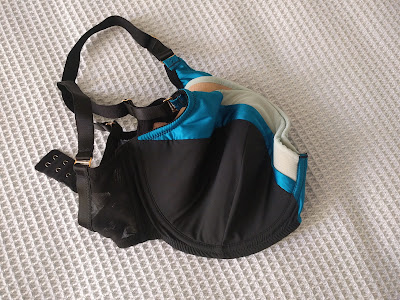 The bra laid out how it arrived - with severely wrinkled cups, and folded in half at the gore.